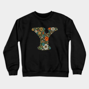 Hippie Floral Letter Y Crewneck Sweatshirt